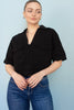 Black Short Sleeve Denim Shirt