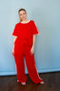 Red Casual Track Style Pants