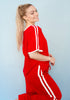 Red Casual Track Style Pants