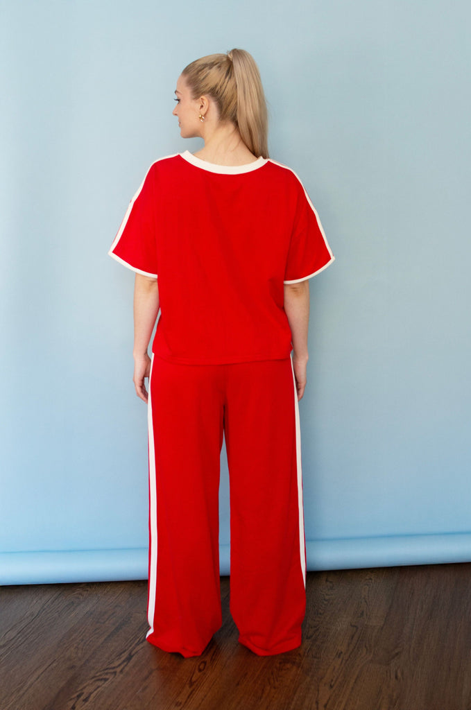 Red Casual Track Style Pants