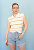 Striped Collar Polo Knit Sweater Vest
