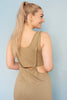 Lt Olive Twisted Strap Tank Midi Dress