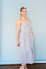 Striped Button Down Linen Midi Dress