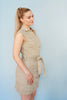 Sage Washed Button Down Tie Waist Mini Dress