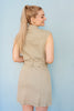 Sage Washed Button Down Tie Waist Mini Dress