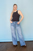 RISEN High Rise Wide Front Yoke Detailed Jeans