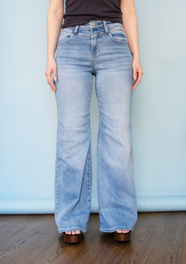RISEN High Rise Wide Front Yoke Detailed Jeans