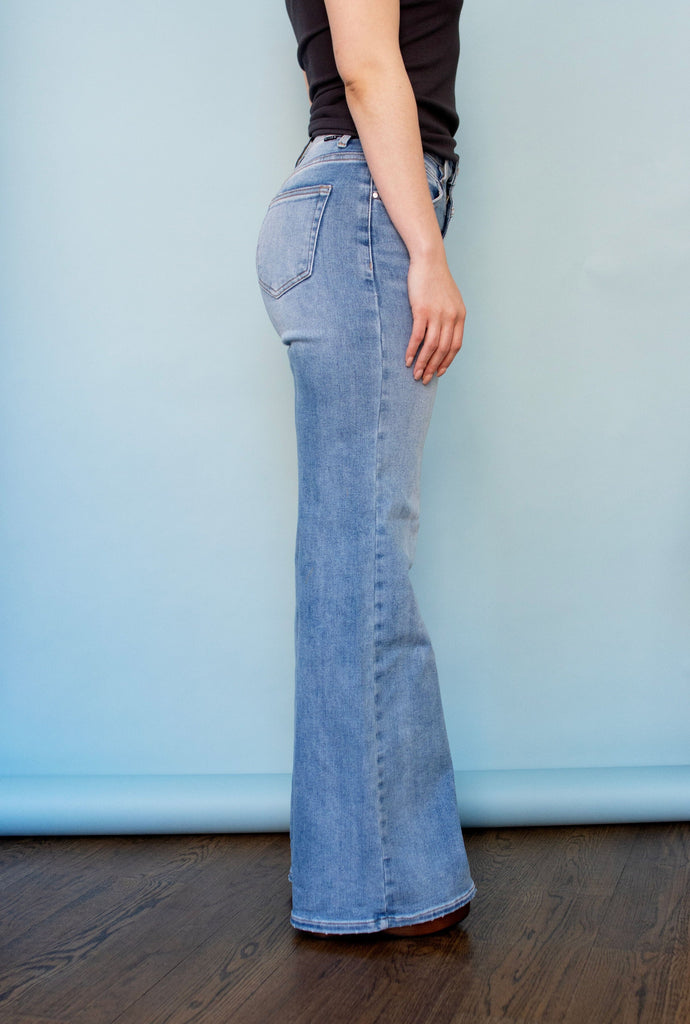 RISEN High Rise Wide Front Yoke Detailed Jeans