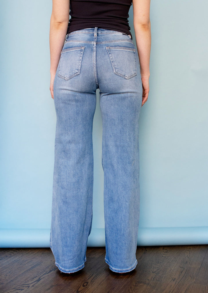 RISEN High Rise Wide Front Yoke Detailed Jeans