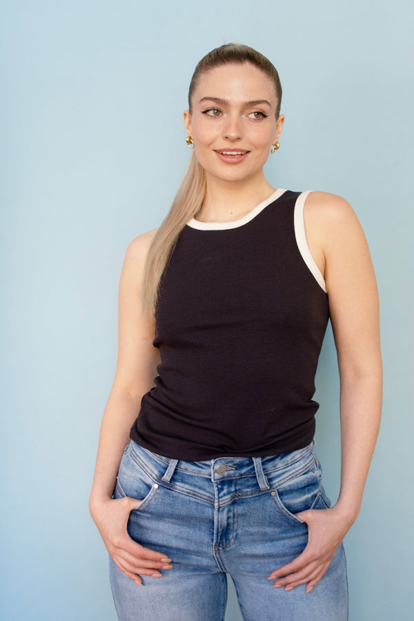 Charcoal Ribbed Tank Top