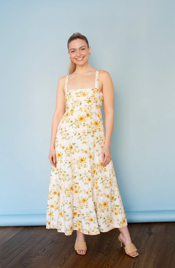 Floral Print Fit & Flare Pleated Dress