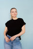 Black Short Sleeve Side Tie Detail Top