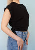 Black Short Sleeve Side Tie Detail Top