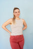 Sage Striped Ribbed Tank Top