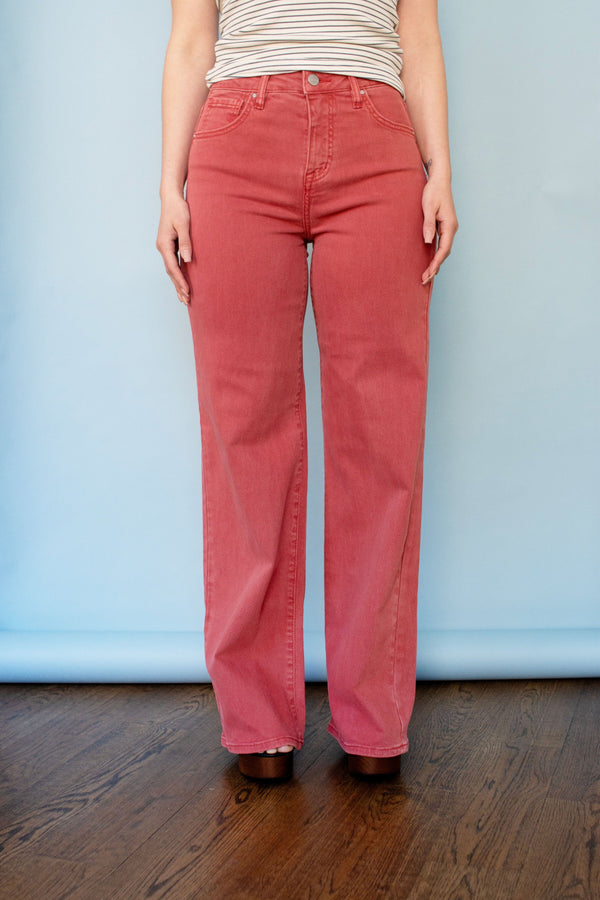 RISEN Tummy Control Brick High Rise Wide Leg Jeans
