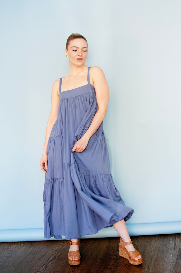 Blue Maxi Tiered Sun Dress