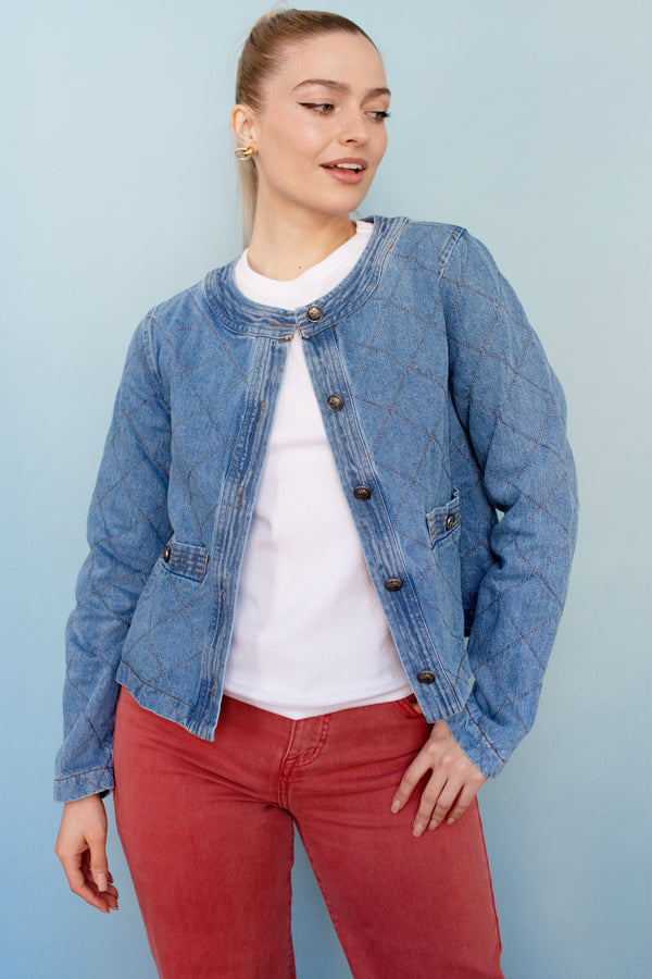 Denim Blue Stitch Detail Jacket