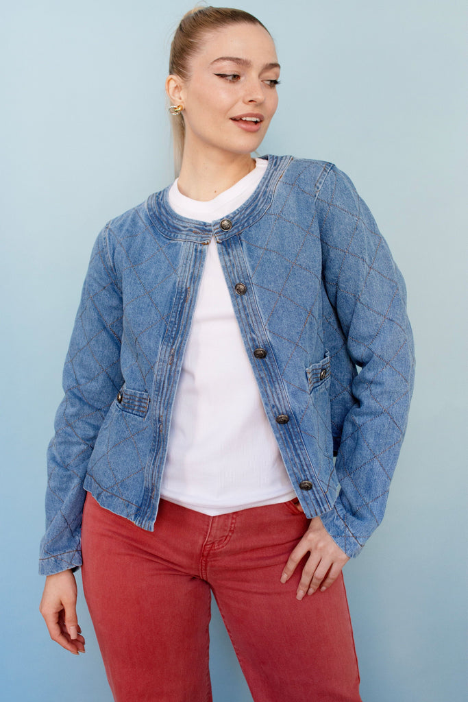Denim Blue Stitch Detail Jacket
