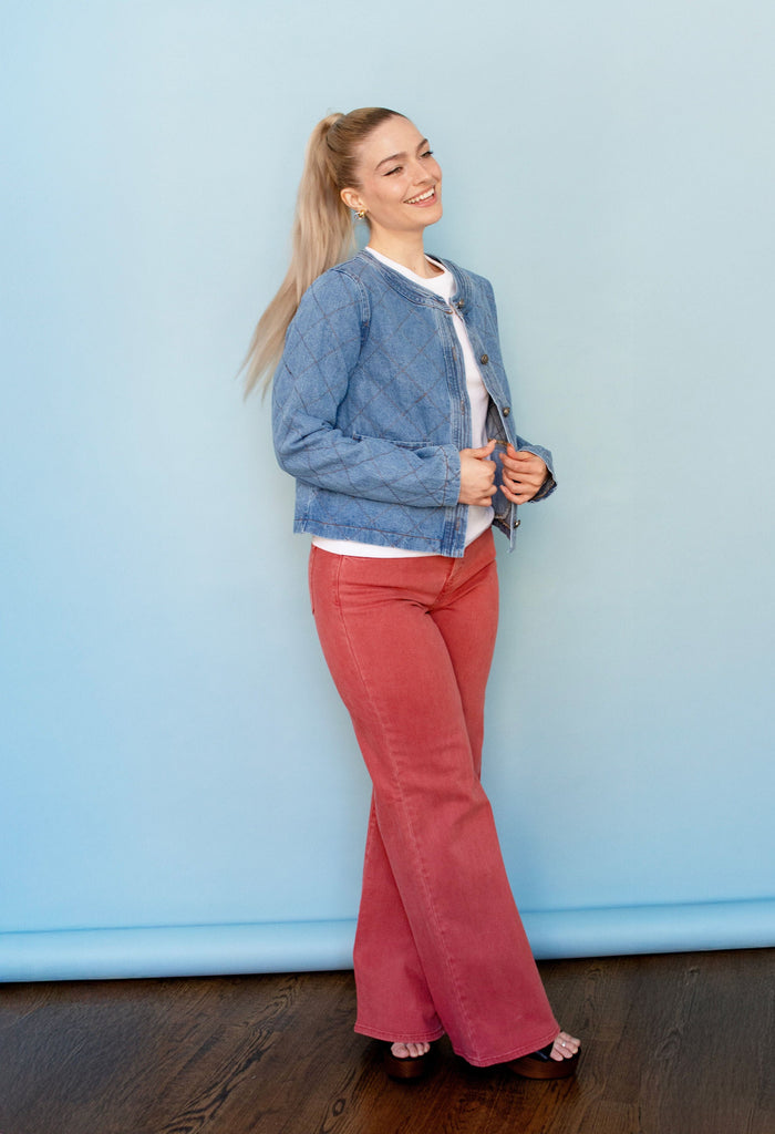 Denim Blue Stitch Detail Jacket