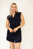 Navy Faux Suede Mini Dress