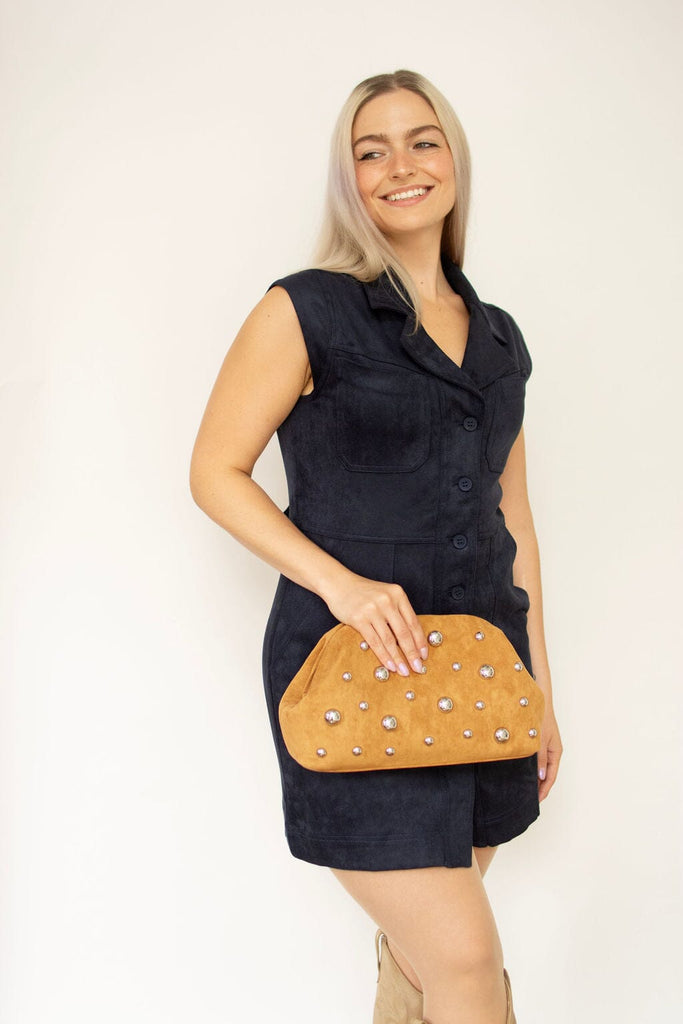 Navy Faux Suede Mini Dress