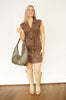 Dark Brown Faux Suede Mini Dress