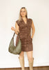 Dark Brown Faux Suede Mini Dress