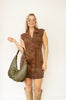 Dark Brown Faux Suede Mini Dress