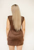Dark Brown Faux Suede Mini Dress