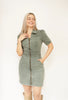 Washed Olive Denim Mini Dress