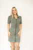Washed Olive Denim Mini Dress