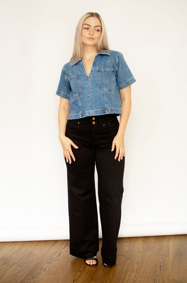 Blue Denim Boxy Collared Shirt