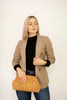 Brown Plaid Ruched Sleeve Blazer