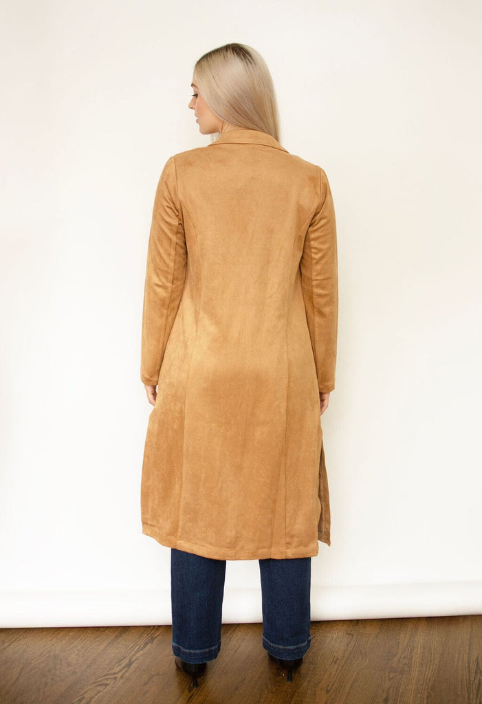 Camel Faux Suede Duster Jacket
