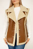 Brown Faux Leather Shearling Vest