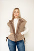 Mocha Contrast Band Faux Shearing Vest