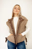 Mocha Contrast Band Faux Shearing Vest