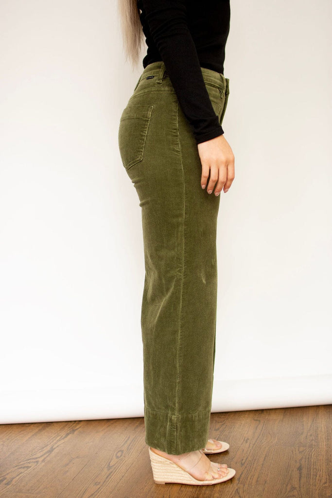 RISEN Moss High Rise Crop Wide Patch Pocket Corduroy Pants