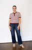 Stripe Pointelle Scallop Knit Top