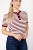 Stripe Pointelle Scallop Knit Top