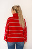 Red Stripe Relaxed Turtleneck Sweater
