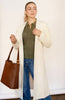 Cream Faux Suede Duster Jacket