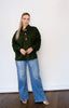 Forest Drop Shoulder Button Placket Collar Knit Top