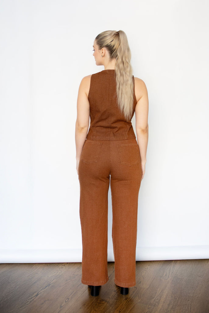 Mocha Washed Cotton Twill Vest