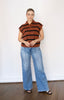 Rust Striped Sweater Top