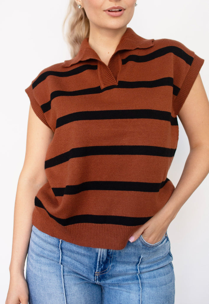 Rust Striped Sweater Top