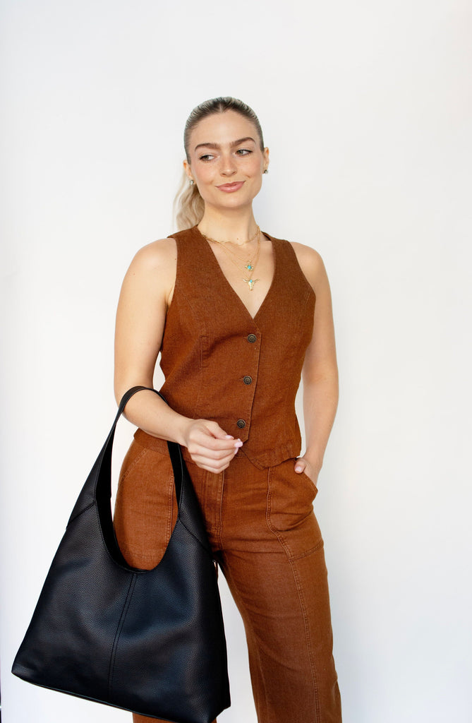 Mocha Washed Cotton Twill Vest