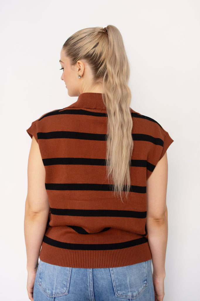 Rust Striped Sweater Top