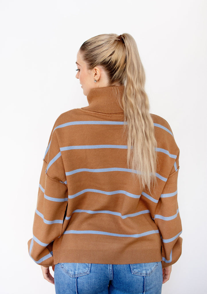 Coco Stripe Relaxed Turtleneck Sweater