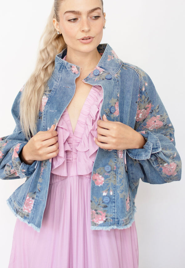 Denim Blossom Relaxed Jacket